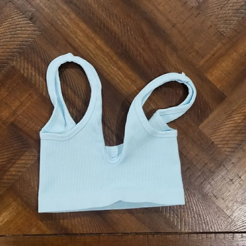 Free People Happiness Runs Scoop Neck Bra XS/S Reflective blue